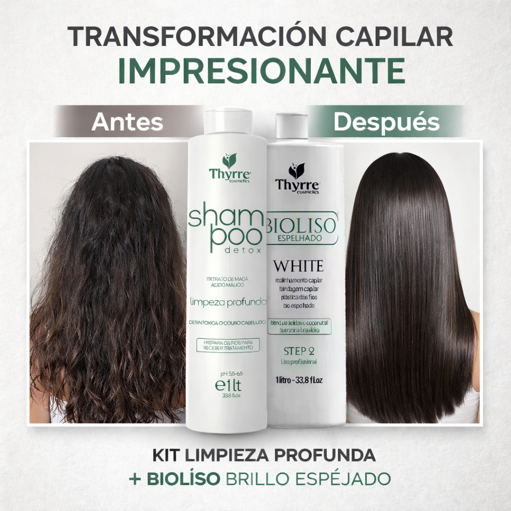 ✨ Kit Thyrre Bioliso Espelhado White – Alisado Orgánico, Brillo Espejo y Control Total del Frizz ✨