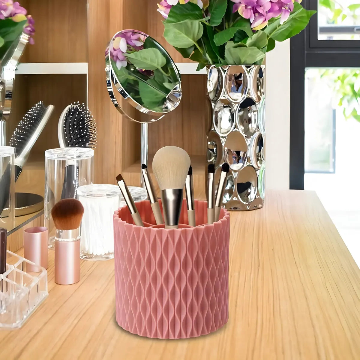 💄✨ Organizador de Maquillaje, Pinceles y Lápices Giratorio 360° ✨💄