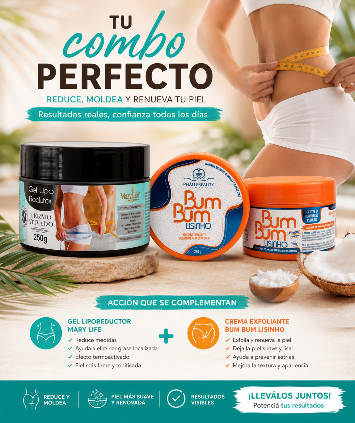 🔥🍑 COMBO DÚO REDUCTOR + BUM BUM – Reduce, Reafirma y Alisa 🍑🔥