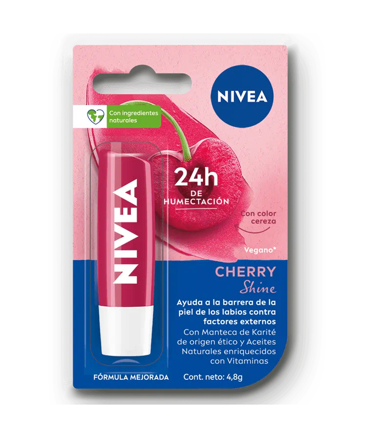 💋 Bálsamo Labial NIVEA - Brillo y Suavidad con Aroma a Cereza