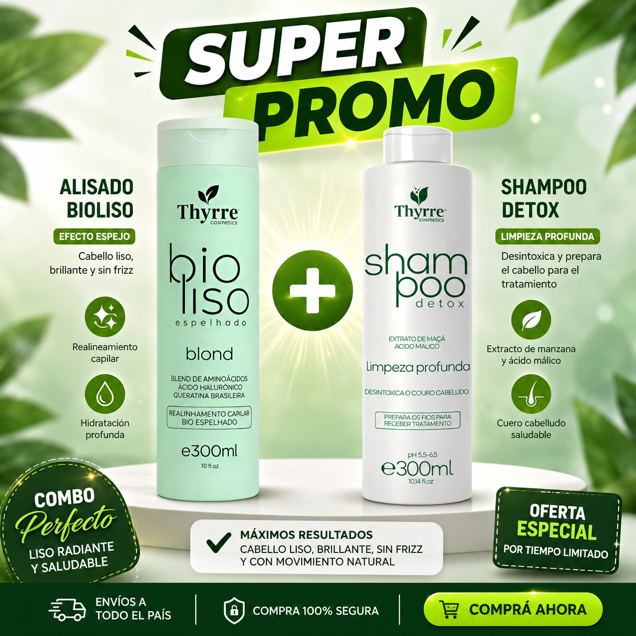 ✨ COMBO ALISADO PERFECTO – Bioliso Blond 300ml + Shampoo Detox 300ml ✨