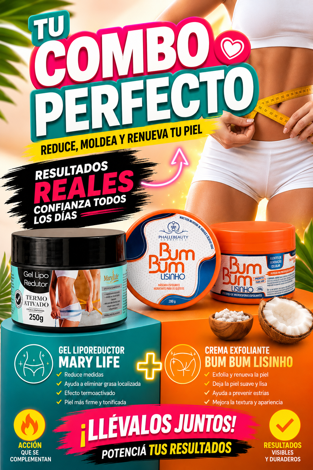 🔥🍑 COMBO DÚO REDUCTOR + BUM BUM – Reduce, Reafirma y Alisa 🍑🔥