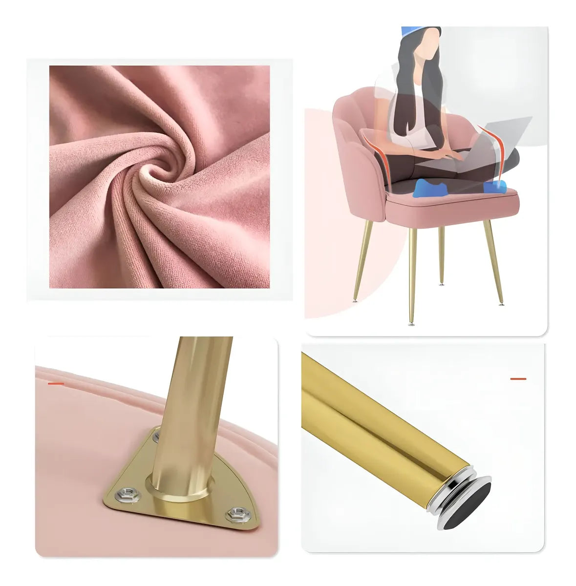 🌸✨ Silla Flor Premium Tapizada en Terciopelo Rosado con Almohadón ✨🌸