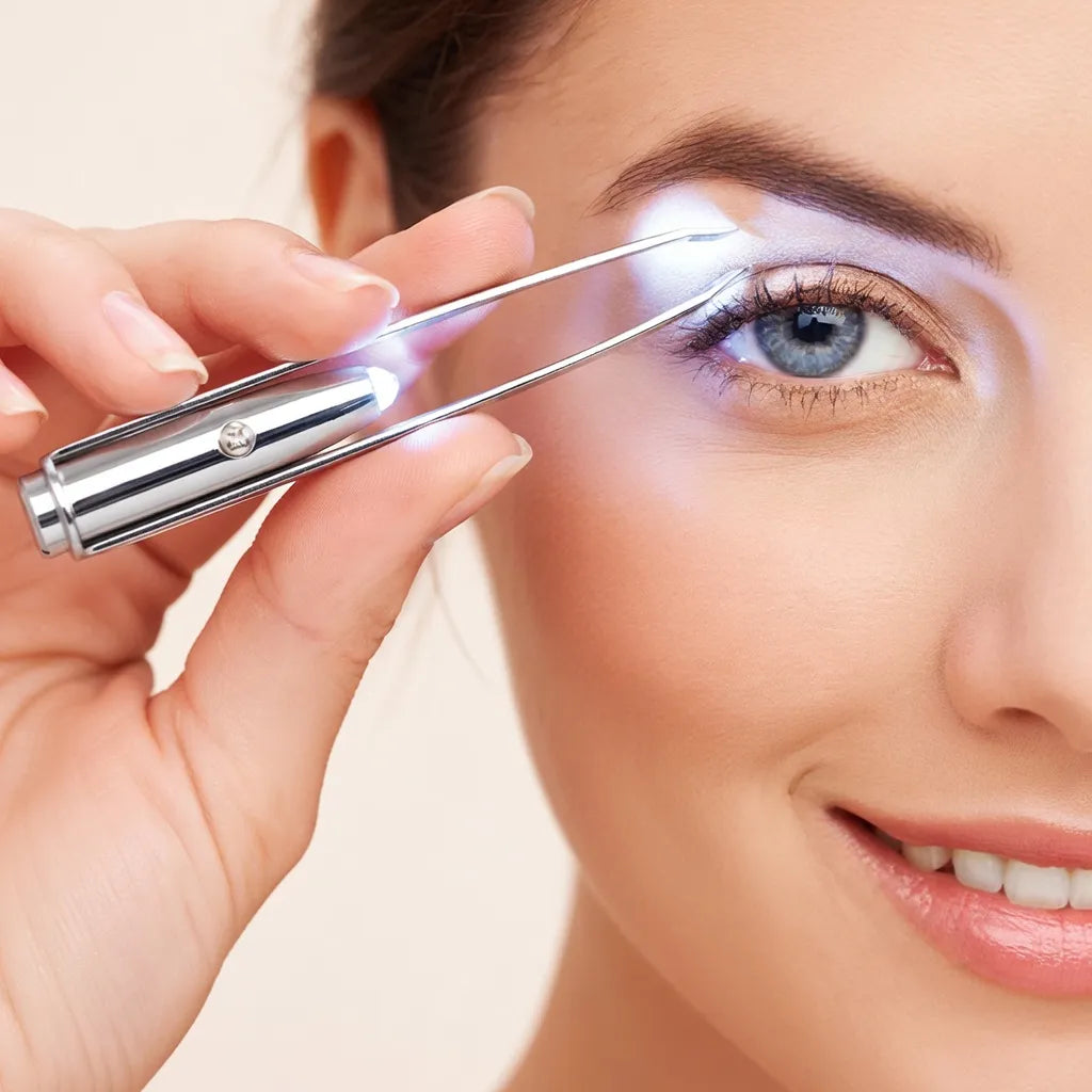 ✨👁️ Pinza de Cejas de Acero Inoxidable con Luz LED ✨👁️