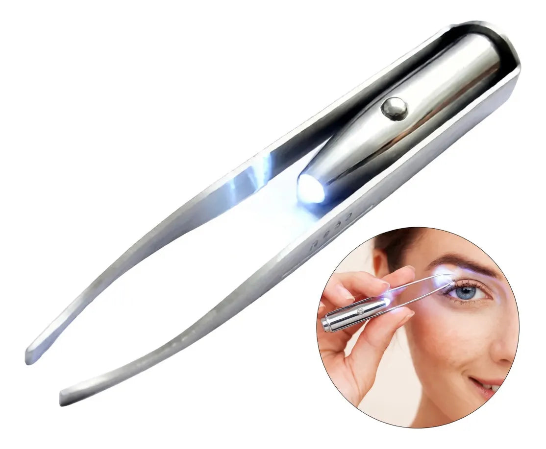 ✨👁️ Pinza de Cejas de Acero Inoxidable con Luz LED ✨👁️