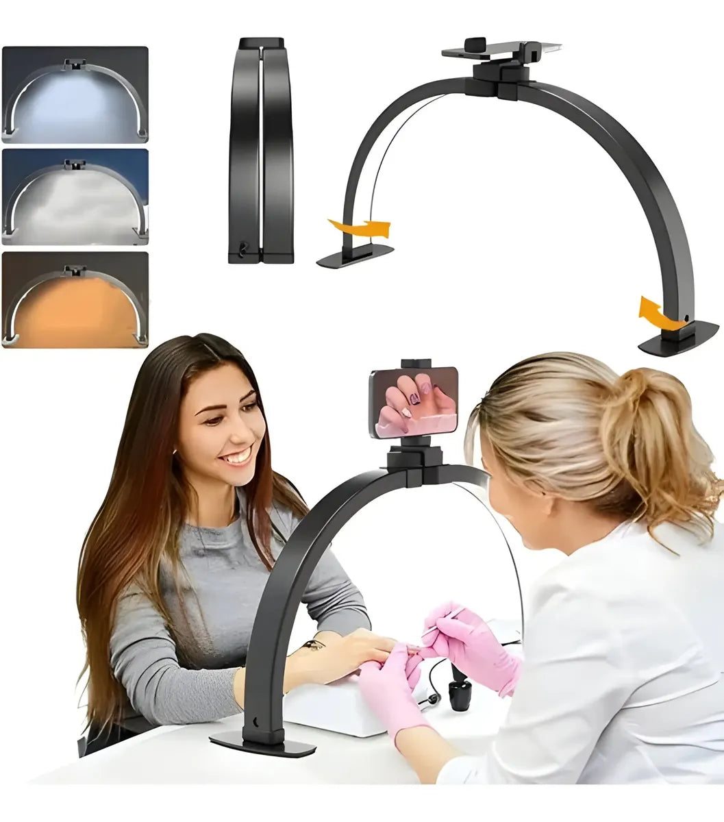💡✨ Lámpara LED Media Luna para Estética, Pestañas y Uñas ✨💡