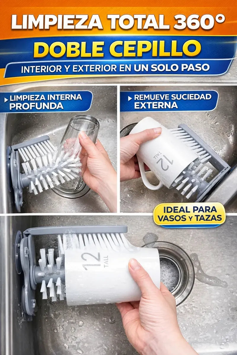 🧼✨ Cepillo Limpia Vasos y Botellas con Ventosas ✨🧼