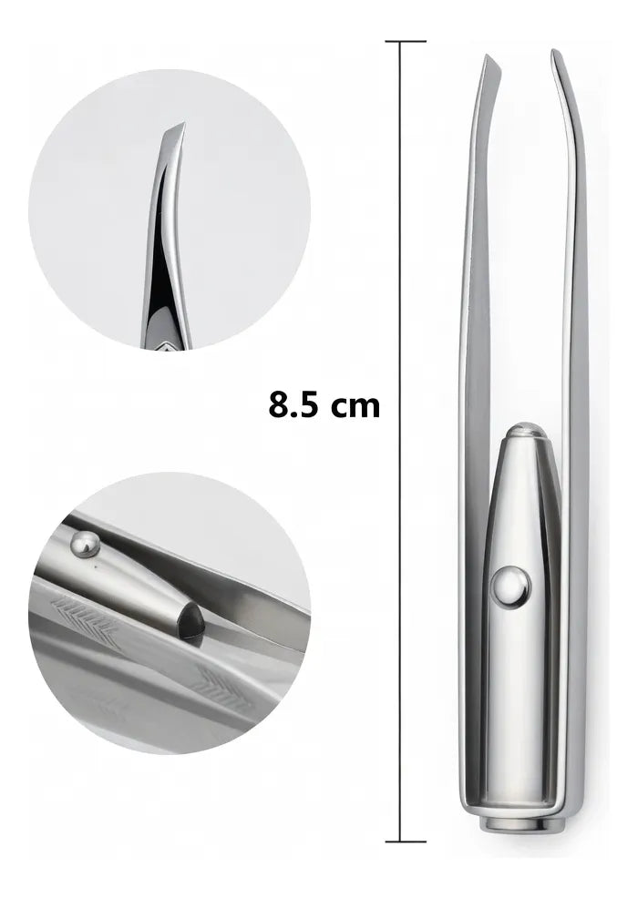 ✨👁️ Pinza de Cejas de Acero Inoxidable con Luz LED ✨👁️