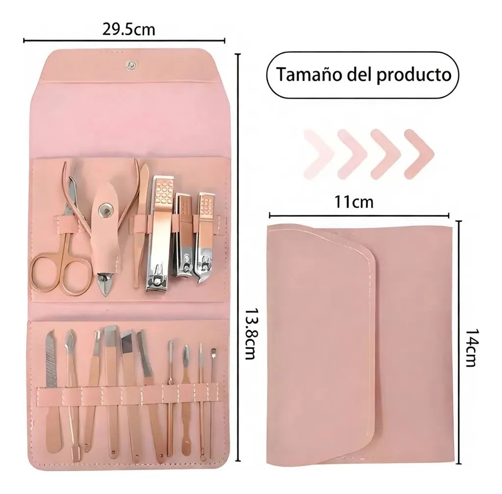 💅✨ Set Kit Profesional de Manicura y Pedicura – 16 Piezas en Acero Inoxidable ✨💅