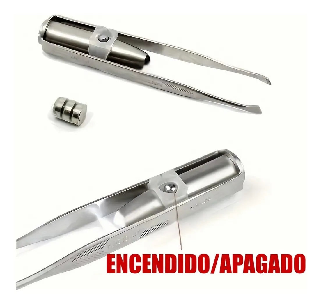 ✨👁️ Pinza de Cejas de Acero Inoxidable con Luz LED ✨👁️