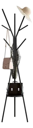 🪵 Perchero de Pie Alto Nordic – Metal y Madera con 9 Ganchos