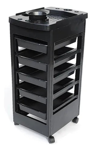 🛠 Carrito Auxiliar Negro con Bowl – Peluquería & Barbería