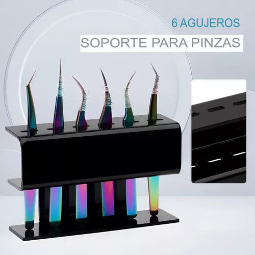 🔹 Soporte Profesional para Pinzas de Pestañas y Cejas - Elegante & Práctico 🖤