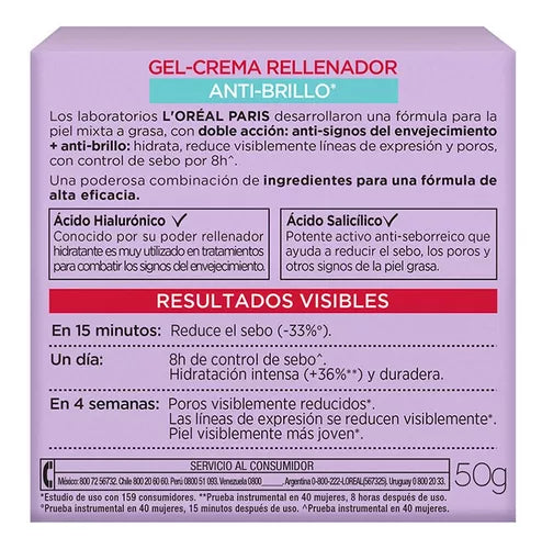 🌊 L'Oréal Revitalift - Efecto Rellenador + Control de Sebo