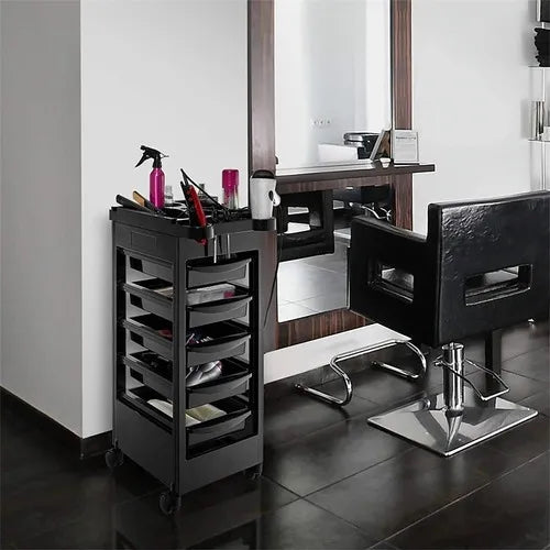 🛠 Carrito Auxiliar Negro con Bowl – Peluquería & Barbería