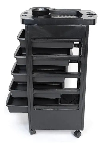 🛠 Carrito Auxiliar Negro con Bowl – Peluquería & Barbería