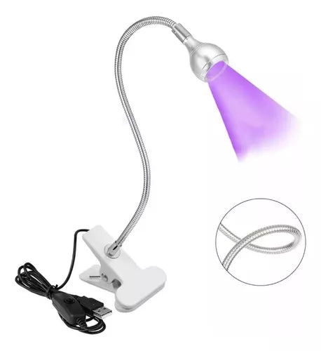 ✨ Luz Lámpara Portátil UV/LED Flexible – Ajuste 360° y Conexión USB