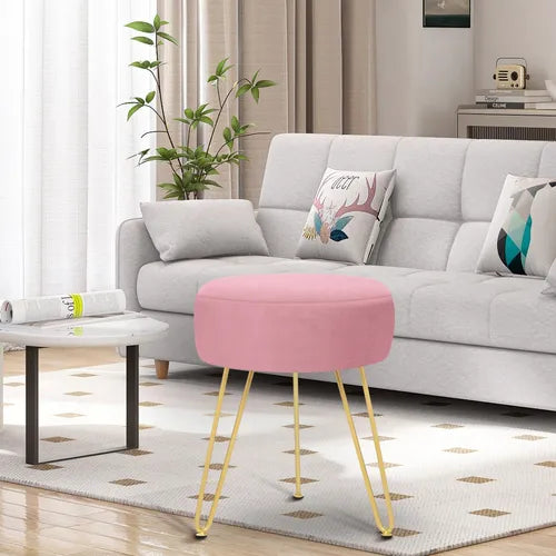 🌸 Taburete de Tocador Moderno – Terciopelo Rosa 🌸