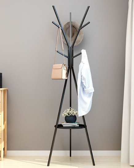 🪵 Perchero de Pie Alto Nordic – Metal y Madera con 9 Ganchos