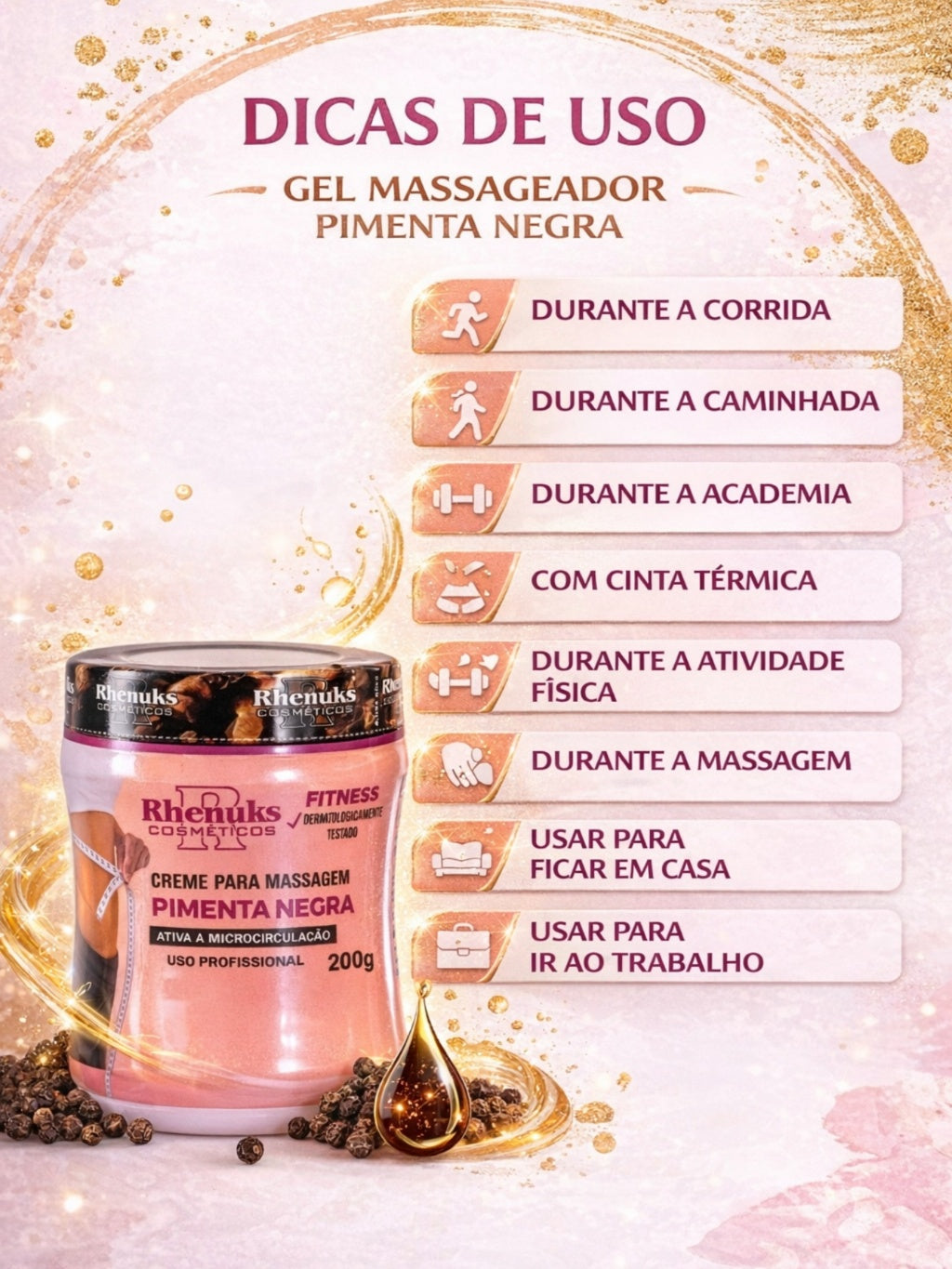 🩷 Crema de Masaje con Pimienta Negra 200 g